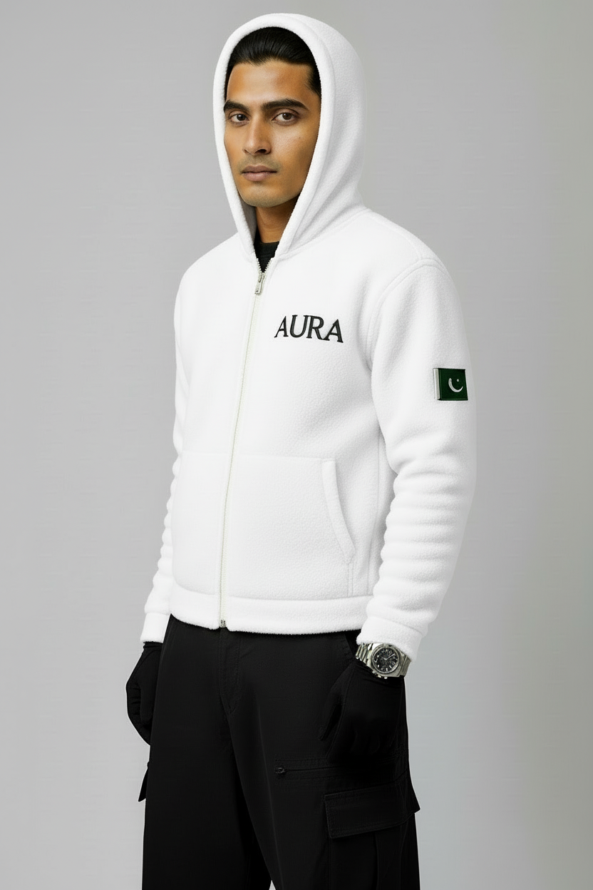 Aura White Fur Hoodie