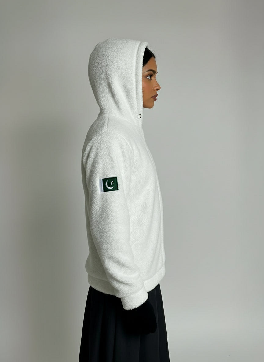 Aura White Fur Hoodie