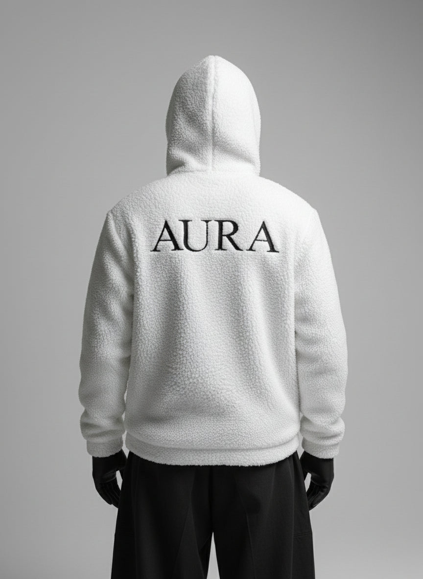 Aura White Fur Hoodie